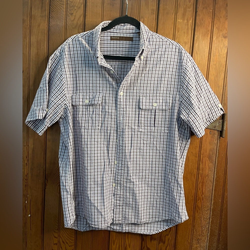 ⭐️Perry Ellis Blue Casual Button Down Shirt Lightweight Cotton